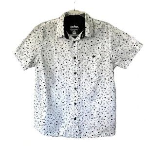 Harry Potter Shirt Men's Size M Button Up Hedwig Sorting Hat Glasses Black White